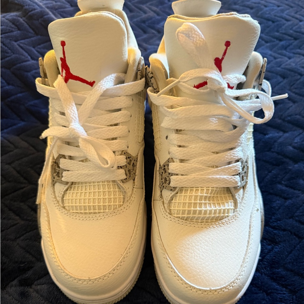 Jordan 4 Retro Kids White and Red Sneakers